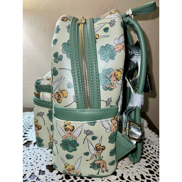 Loungefly Tinker Bell AOP Clover Mini Backpack Card Holder - Picture 3 of 8